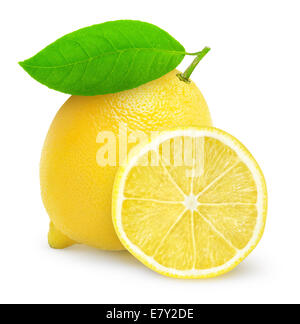 Frische Zitrone isoliert auf weiss Stockfoto