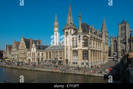 Einem schönen späten Sommertag am Graslei, die mittelalterliche Altstadt von Gent in Belgien Stockfoto