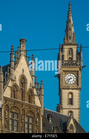 Korenmarkt alten Marktplatz von Gent an einem sonnigen Sommern Morgen Stockfoto