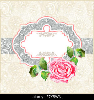 Blumenmuster mit Aquarell rose Stockfoto