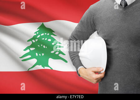 Architekt mit Flagge auf Hintergrund - Libanon Stockfoto