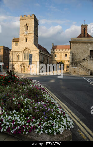 Abingdon auf Themse Benediktiner Abtei Gateway und St-Nicolas-Kirche Stockfoto