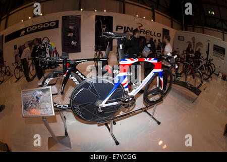 Sir Bradley Wiggins Pinarello Zeitfahrrad. Stockfoto