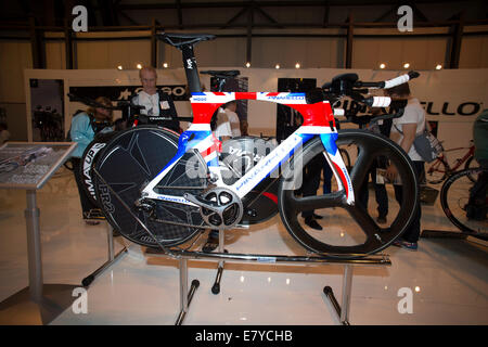 Sir Bradley Wiggins Pinarello Zeitfahrrad. Stockfoto