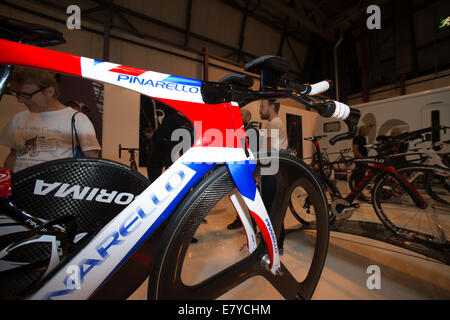 Sir Bradley Wiggins Pinarello Zeitfahrrad. Stockfoto