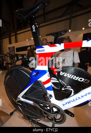 Sir Bradley Wiggins Pinarello Zeitfahrrad. Stockfoto