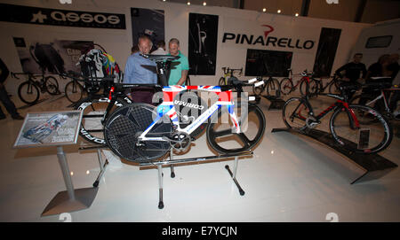 Sir Bradley Wiggins Pinarello Zeitfahrrad. Stockfoto