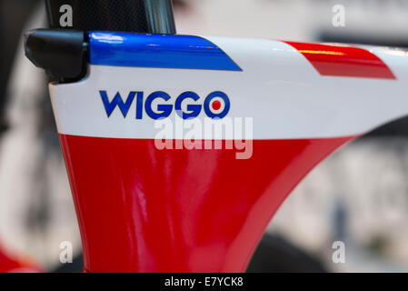 Sir Bradley Wiggins Pinarello Zeitfahrrad. Stockfoto