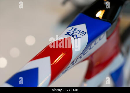 Sir Bradley Wiggins Pinarello Zeitfahrrad. Stockfoto