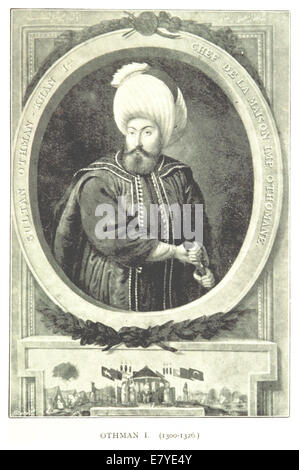 Eine Illustration von Othman I. aus dem Jahr 1895, Gründer des Osmanischen Reiches, die sein Gleichnis und seine historische Bedeutung während seiner Regierungszeit im frühen 14. Jahrhundert darstellt. Stockfoto