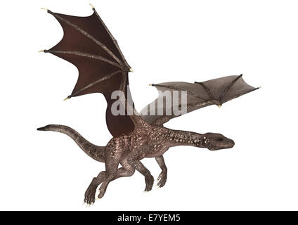 Digitale 3D Rendern eines steigenden Fantasy Drachen isoliert auf weißem Hintergrund Stockfoto