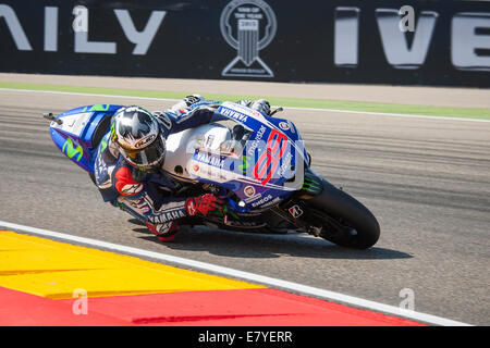 Motorland, Alcaniz, Aragon, Spanien Grand Prix Movistar de Aragon. 26. September 2014. Jorge Lorenzo (ESP), Movistar Yamaha MotoGP-Fahrer in Aktion während dem freien Training der MotoGP in die Grand Prix-Movistar aus der Circuito de Motorland Aragon. Bildnachweis: Aktion Plus Sport/Alamy Live-Nachrichten Stockfoto