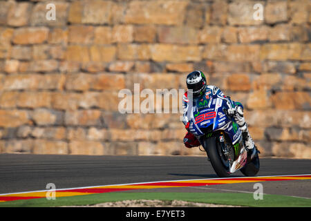 Motorland, Alcaniz, Aragon, Spanien Grand Prix Movistar de Aragon. 26. September 2014. Jorge Lorenzo (ESP), Movistar Yamaha MotoGP-Fahrer in Aktion während dem freien Training der MotoGP in die Grand Prix-Movistar aus der Circuito de Motorland Aragon. Bildnachweis: Aktion Plus Sport/Alamy Live-Nachrichten Stockfoto