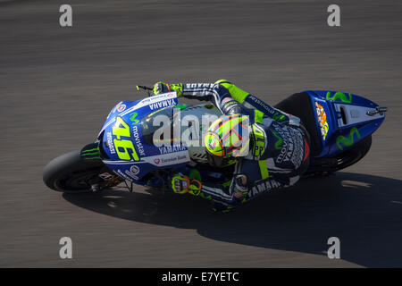 Motorland, Alcaniz, Aragon, Spanien Grand Prix Movistar de Aragon. 26. September 2014. Valentino Rossi (ITA), Movistar Yamaha MotoGP-Fahrer in Aktion während dem freien Training der MotoGP in die Grand Prix-Movistar aus der Circuito de Motorland Aragon. Bildnachweis: Aktion Plus Sport/Alamy Live-Nachrichten Stockfoto