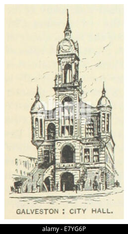 Diese 1891 abgebildete Abbildung zeigt Galveston, Texas City Hall, und zeigt das architektonische Design des Gebäudes und seine Rolle als Zentrum der kommunalen Verwaltung. Das Rathaus ist ein wichtiges Wahrzeichen für Galveston und repräsentativ für öffentliche Einrichtungen im 19. Jahrhundert. Stockfoto