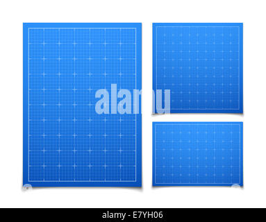 Blaues Quadrat Inselnetzes set mit Schatten Stockfoto