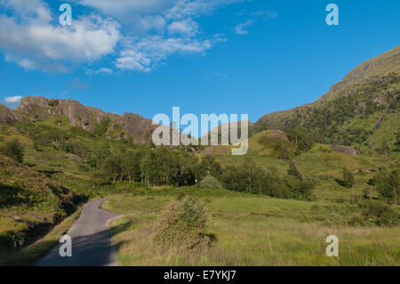 Abendlicht am Berg Glen Nevis nr Fort William Lochaber Hochland Schottland Stockfoto