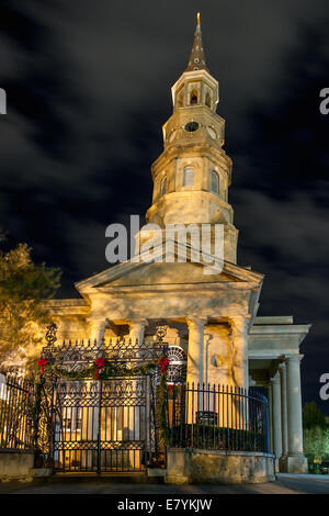 St. Phillips Episcopal Church in Charleston, SC, ist ein National Historic Landmark 1836 erbaut. Stockfoto