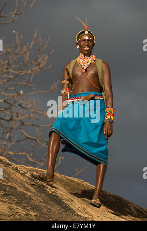 Samburu Führer geht in Northern Rangelands Trust Sarara Conservancy im Norden Kenias.   (Foto von Ami Vitale) Stockfoto