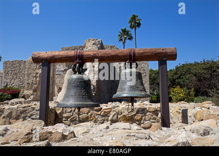 Original Bell Tower, Mission San Juan Capistrano, San Juan Capistrano, Orange County, Kalifornien Stockfoto