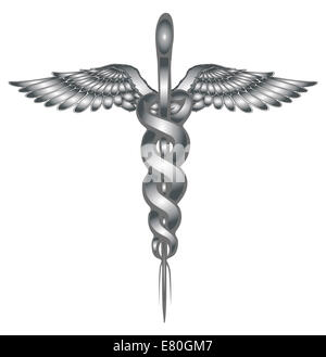 Das Caduceus medizinischen Symbol isoliert auf weißem Hintergrund Stockfoto