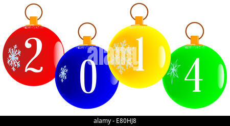 Eine rote dekorative Weihnachtskugel mit den Buchstaben 2014 Stockfoto