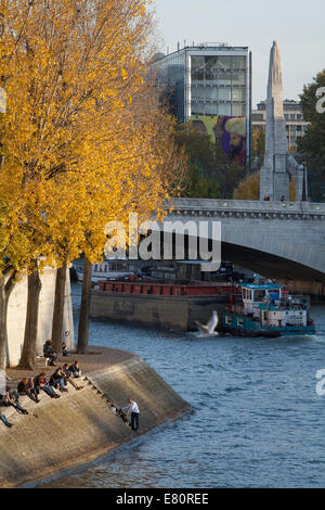 Frankreich, Paris (75), Quai d ' Orléans auf der Ile Saint Louis, Ufer, Institut du Monde Arabe (Institut der arabischen Welt) Stockfoto