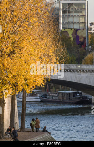 Frankreich, Paris, Quai d ' Orléans auf der Ile Saint Louis, Ufer, Institut du Monde Arabe (Institut der arabischen Welt) Stockfoto