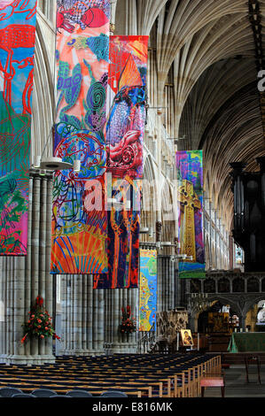 Das Innere der Kathedrale von Exeter in Devon, England Stockfoto