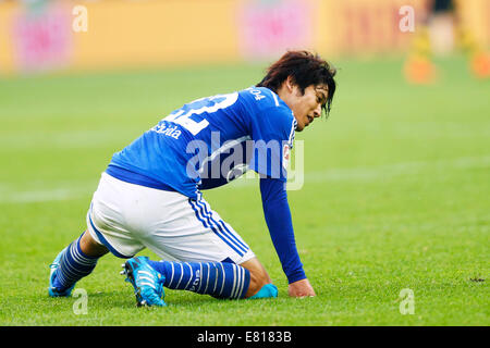 Gelsenkirchen, Deutschland. © D. 27. Sep, 2014. Atsuto Uchida (Schalke) Fußball: Bundesliga-match zwischen FC Schalke 04 2-1 Borussia Dortmund in Veltins Arena in Gelsenkirchen, Deutschland. © D . Nakashima/AFLO/Alamy Live-Nachrichten Stockfoto