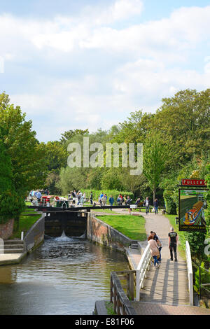 Newbury Sperre für Kennet & Avon Canal, Newbury, Berkshire, England, Vereinigtes Königreich Stockfoto