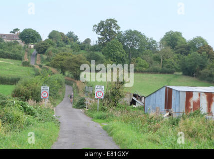 Gasse in Somerset, England, UK GB, eine sehr ländliche Lage zurück.  7. September 2014 Stockfoto