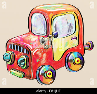 bunte Auto Spielzeug, digitale Malerei illustration Stockfoto
