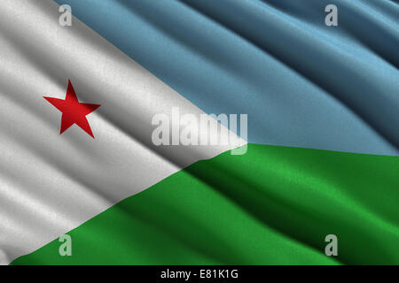 Dschibuti, im Wind wehende Flagge Stockfoto