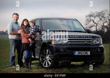 Familie mit 4 Rad-Antrieb Auto UK Stockfoto