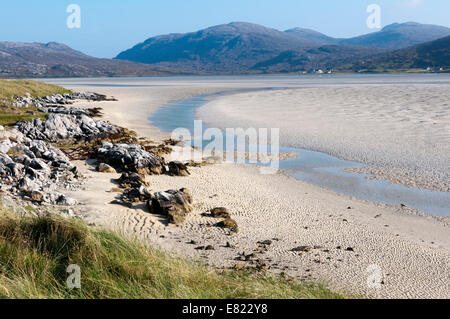 Luskentyre Beach an der Westküste der Insel Harris. Stockfoto