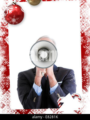 Leitenden Geschäftsmann mit einem Megaphon Stockfoto