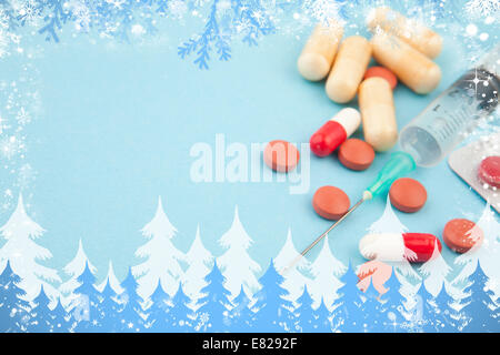 Zusammengesetztes Bild des Schnee-Frames Stockfoto