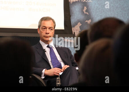 Nigel Farage, Führer der UK Independence Party, anlässlich der Chatham House in London am Montag, 31. März 2014. Stockfoto