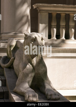 Löwin Statue, die Pierpont Morgan Library & Museum, 36th Street, NYC Stockfoto