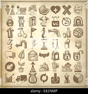 49 hand Zeichnung Doodle-Icon-set Stockfoto