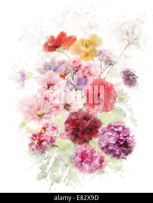 Digitales Aquarell Blumen Stockfoto