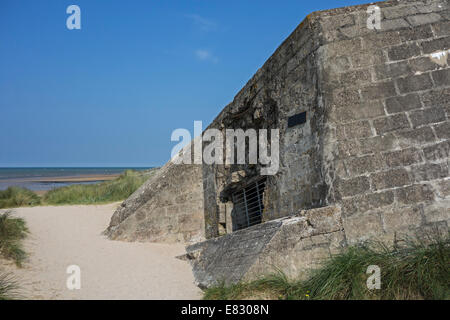 Die deutschen Bunker gemütliche Pillbox am Juno Beach, Courseulles-Sur-Mer, Normandie, Frankreich Stockfoto