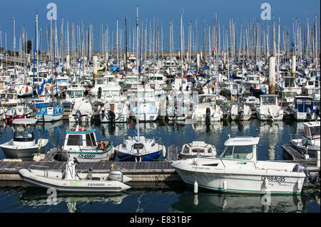 Segelboote im Yachthafen von Port Chantereyne in Cherbourg, Basse-Normandie, Frankreich angedockt Stockfoto