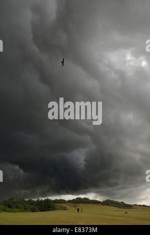 Dramatischen Gewitter über The Country Park, Hastings Stockfoto