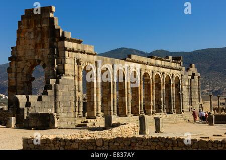 Basilika. Die antiken römischen Stadt Volubilis. Marokko Stockfoto