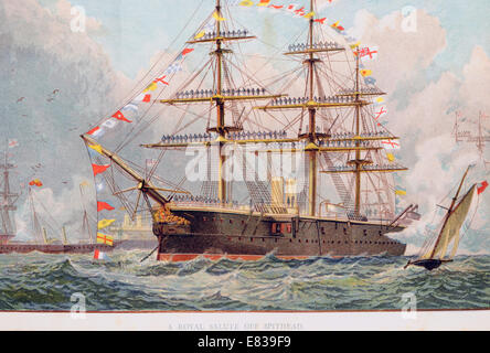 Lithographie Royal naval Gruß aus Spithead ca. 1885 Stockfoto