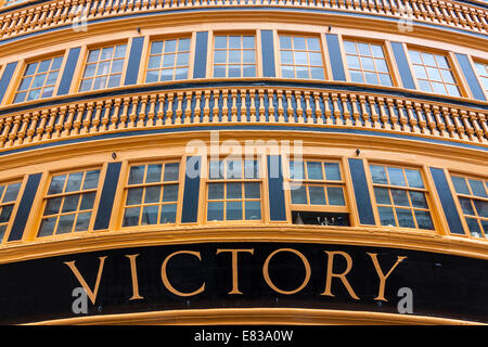 HMS Victory, Nelsons Flaggschiff in Portsmouth. Stockfoto