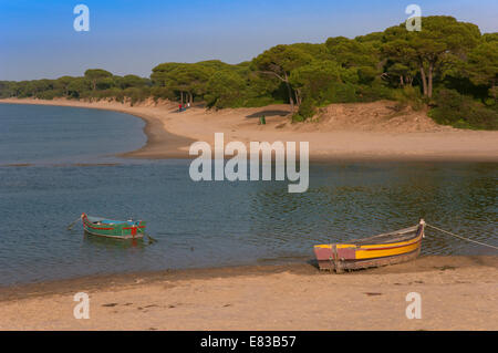 Der Fluss und der Strand von San Pedro, Puerto Real, Cadiz Provinz, Region von Andalusien, Spanien, Europa Stockfoto