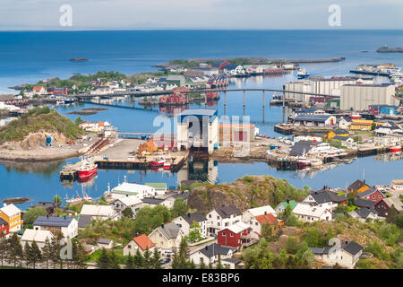 Luftbild Stadt Svolvaer, Lofoten, Norwegen Stockfoto